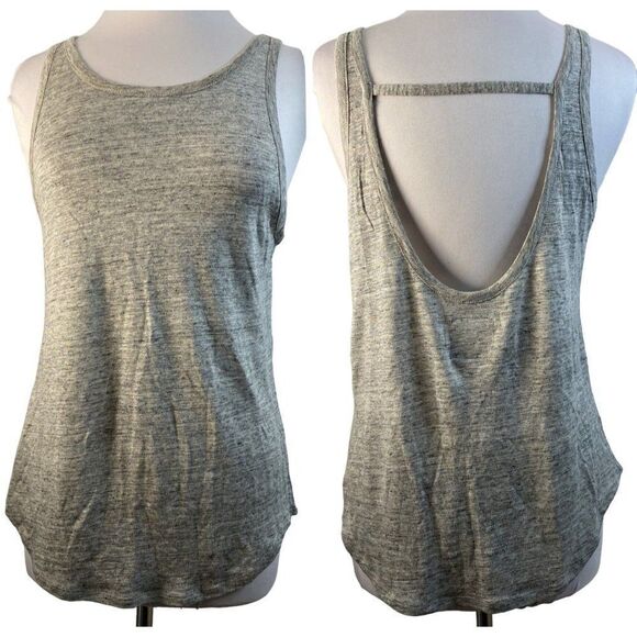 Chaser Strap Back Gray Heather Cami Tank Top Sz M  Stretch Curved Bottom Hem NEW - Picture 1 of 6